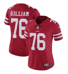 Women's Nike San Francisco 49ers #76 Garry Gilliam Red Team Color Vapor Untouchable Limited Player NFL Jersey
