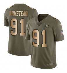 Men's Nike San Francisco 49ers #91 Arik Armstead Limited Olive/Gold 2017 Salute to Service NFL Jersey