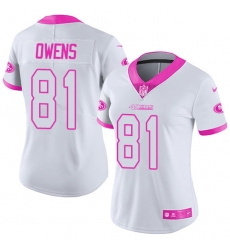 Women's Nike San Francisco 49ers #81 Terrell Owens Limited White/Pink Rush Fashion NFL Jersey