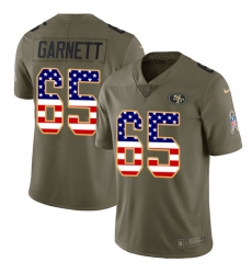 Men's Nike San Francisco 49ers #65 Joshua Garnett Limited Olive/USA Flag 2017 Salute to Service NFL Jersey