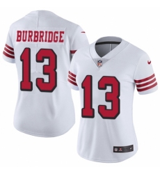 Women's Nike San Francisco 49ers #13 Aaron Burbridge Limited White Rush Vapor Untouchable NFL Jersey
