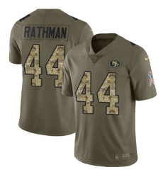 Youth Nike San Francisco 49ers #44 Tom Rathman Limited Olive/Camo 2017 Salute to Service NFL Jersey