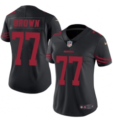 Women's Nike San Francisco 49ers #77 Trent Brown Limited Black Rush Vapor Untouchable NFL Jersey