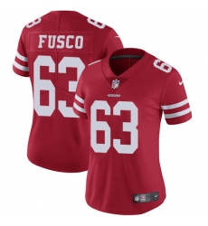 Women's Nike San Francisco 49ers #63 Brandon Fusco Red Team Color Vapor Untouchable Limited Player NFL Jersey