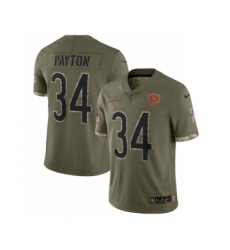 Men's Chicago Bears #34 Walter Payton 2022 Olive Salute To Service Limited Stitched Jersey