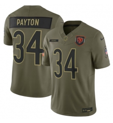 Men's Chicago Bears #34 Walter Payton Olive 2025 Salute to Service Limited Football Stitched Jersey