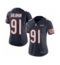 Women's Chicago Bears #91 Eddie Goldman Navy Blue Team Color 100th Season Limited Football Jersey