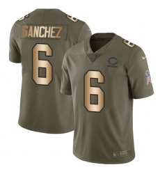 Men's Nike Chicago Bears #6 Mark Sanchez Limited Olive/Gold Salute to Service NFL Jersey