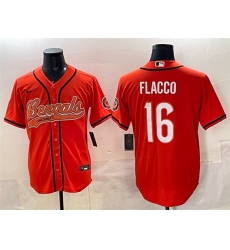 Men's Cincinnati Bengals #16 Joe Flacco Orange With Cool Base Stitched Baseball Jersey
