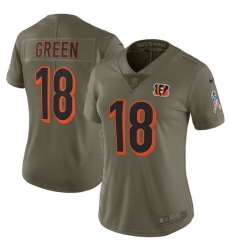 Women's Nike Cincinnati Bengals #18 A.J. Green Limited Olive 2017 Salute to Service NFL Jersey