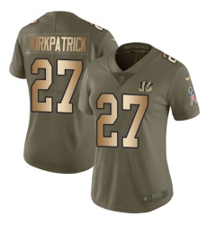 Women's Nike Cincinnati Bengals #27 Dre Kirkpatrick Limited Olive/Gold 2017 Salute to Service NFL Jersey