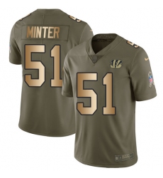 Youth Nike Cincinnati Bengals #51 Kevin Minter Limited Olive/Gold 2017 Salute to Service NFL Jersey