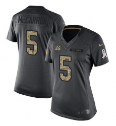 Women's Nike Cincinnati Bengals #5 AJ McCarron Limited Black 2016 Salute to Service NFL Jersey