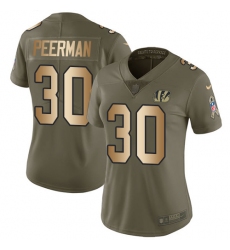 Women's Nike Cincinnati Bengals #30 Cedric Peerman Limited Olive/Gold 2017 Salute to Service NFL Jersey