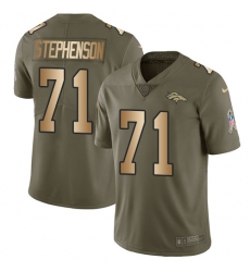 Men's Nike Denver Broncos #71 Donald Stephenson Limited Olive/Gold 2017 Salute to Service NFL Jersey