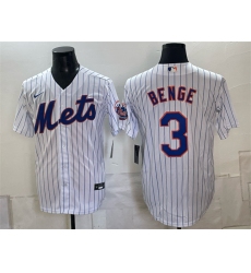 Men's New York Mets #3 Carson Benge White Cool Base Stitched Baseball Jersey