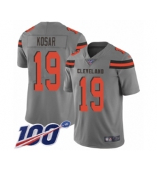 Youth Cleveland Browns #19 Bernie Kosar Limited Gray Inverted Legend 100th Season Football Jersey