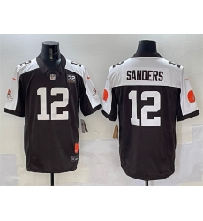 Men's Cleveland Browns #12 Shedeur Sanders Brown White 2025 Draft F.U.S.E. With Jim Brown Memorial & Home Vapor Limited Football Stitched Jersey