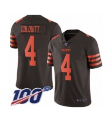 Men's Cleveland Browns #4 Britton Colquitt Limited Brown Rush Vapor Untouchable 100th Season Football Jersey