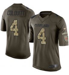 Men's Nike Cleveland Browns #4 Britton Colquitt Elite Green Salute to Service NFL Jersey