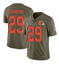 Men's Nike Cleveland Browns #29 Duke Johnson Limited Olive 2017 Salute to Service NFL Jersey