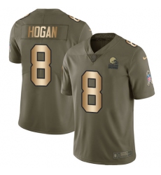 Youth Nike Cleveland Browns #8 Kevin Hogan Limited Olive/Gold 2017 Salute to Service NFL Jersey