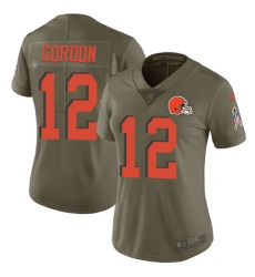 Women's Nike Cleveland Browns #12 Josh Gordon Limited Olive 2017 Salute to Service NFL Jersey