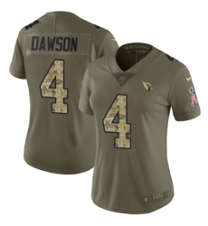 Women's Nike Arizona Cardinals #4 Phil Dawson Limited Olive/Camo 2017 Salute to Service NFL Jersey