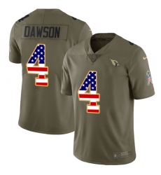 Youth Nike Arizona Cardinals #4 Phil Dawson Limited Olive/USA Flag 2017 Salute to Service NFL Jersey