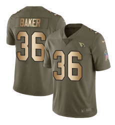 Youth Nike Arizona Cardinals #36 Budda Baker Limited Olive/Gold 2017 Salute to Service NFL Jersey