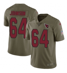 Men's Nike Arizona Cardinals #64 Dorian Johnson Limited Olive 2017 Salute to Service NFL Jersey