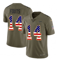 Youth Nike Los Angeles Chargers #14 Dan Fouts Limited Olive/USA Flag 2017 Salute to Service NFL Jersey