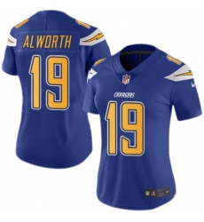 Women's Nike Los Angeles Chargers #19 Lance Alworth Limited Electric Blue Rush Vapor Untouchable NFL Jersey