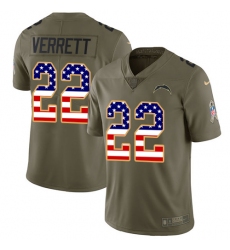 Youth Nike Los Angeles Chargers #22 Jason Verrett Limited Olive/USA Flag 2017 Salute to Service NFL Jersey