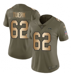 Women's Nike Los Angeles Chargers #62 Max Tuerk Limited Olive/Gold 2017 Salute to Service NFL Jersey
