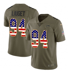 Youth Nike Los Angeles Chargers #94 Corey Liuget Limited Olive/USA Flag 2017 Salute to Service NFL Jersey