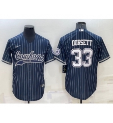Men's Dallas Cowboys #33 Tony Dorsett Navy With Patch Cool Base Stitched Baseball Jersey