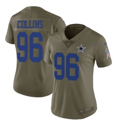 Women's Nike Dallas Cowboys #96 Maliek Collins Limited Olive 2017 Salute to Service NFL Jersey