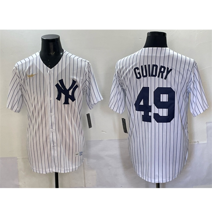 Men's New York Yankees #49 Ron Guidry White Cool Base Stitched Baseball Jersey