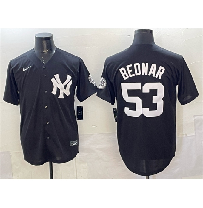 Men's New York Yankees #53 David Bednar Black Stitched Baseball Jersey