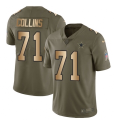 Youth Nike Dallas Cowboys #71 La'el Collins Limited Olive/Gold 2017 Salute to Service NFL Jersey