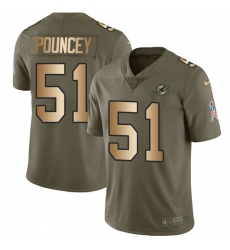 Men's Nike Miami Dolphins #51 Mike Pouncey Limited Olive/Gold 2017 Salute to Service NFL Jersey
