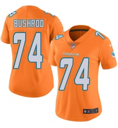 Women's Nike Miami Dolphins #74 Jermon Bushrod Limited Orange Rush Vapor Untouchable NFL Jersey