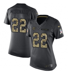 Women's Nike Miami Dolphins #22 T.J. McDonald Limited Black 2016 Salute to Service NFL Jersey