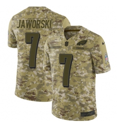 Youth Nike Philadelphia Eagles #7 Ron Jaworski Limited Camo 2018 Salute to Service NFL Jersey