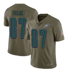 Men's Nike Philadelphia Eagles #87 Brent Celek Limited Olive 2017 Salute to Service NFL Jersey