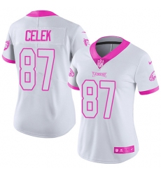 Women's Nike Philadelphia Eagles #87 Brent Celek Limited White/Pink Rush Fashion NFL Jersey