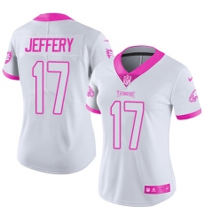 Women's Nike Philadelphia Eagles #17 Alshon Jeffery Limited White/Pink Rush Fashion NFL Jersey