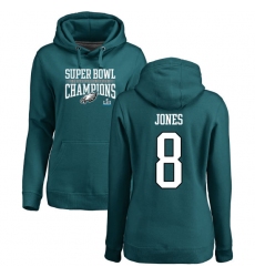 Women's Nike Philadelphia Eagles #8 Donnie Jones Green Super Bowl LII Champions Pullover Hoodie