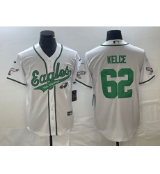 Men's Nike Philadelphia Eagles #62 Jason Kelce White Cool Base Stitched Baseball Jersey